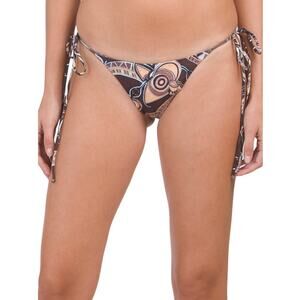 ALC NEW Amina Brown Abstract String Bikini Bottom Large